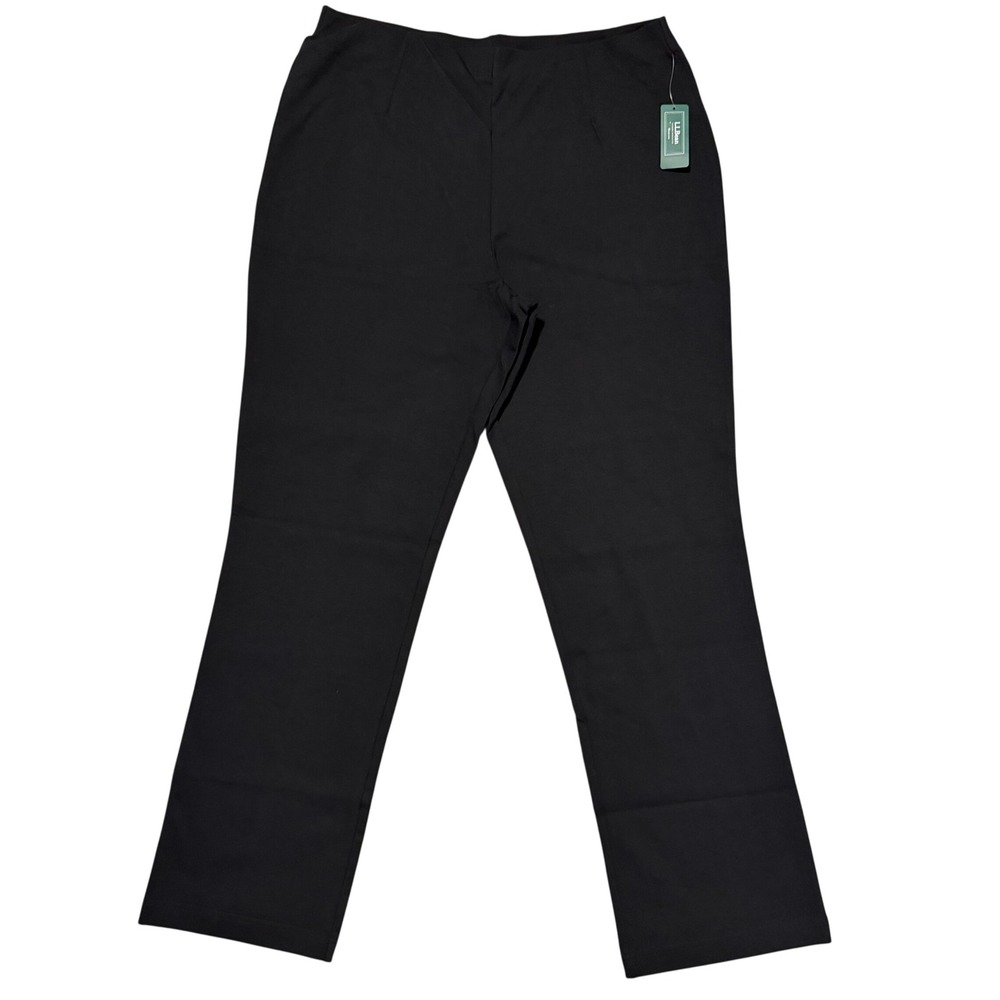 LL Bean Perfect Fit Pant Women L Black Slim Cotton Blend Pull On 260867 NWT NEW